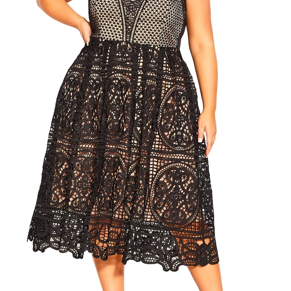 City Chic Black Lace Midi Dress
